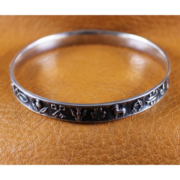 Retired James Avery Christian Symbols Bangle Bracelet Sterling Silver - READ - Picture 3 of 9